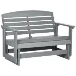2-Person Outdoor Glider Bench Patio Double Swing Rocking Chair Loveseat w/ Slatted HDPE Frame for Backyard Garden Porch, Light Gray - Image 11