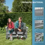 2-Person Outdoor Glider Bench Patio Double Swing Rocking Chair Loveseat w/ Slatted HDPE Frame for Backyard Garden Porch, Light Gray - Image 4