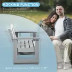 2-Person Outdoor Glider Bench Patio Double Swing Rocking Chair Loveseat w/ Slatted HDPE Frame for Backyard Garden Porch, Light Gray - Image 5