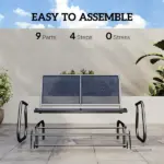 2-Person Outdoor Glider Bench, Patio Double Swing Rocking Chair Loveseat with Steel Frame, Dark Blue - Image 4