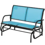 2-Person Outdoor Glider Bench Patio Double Swing Rocking Chair Loveseat withPower Coated Steel Frame for Backyard Garden Porch, Blue - Image 11