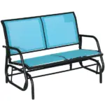 2-Person Outdoor Glider Bench Patio Double Swing Rocking Chair Loveseat withPower Coated Steel Frame for Backyard Garden Porch, Blue