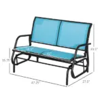 2-Person Outdoor Glider Bench Patio Double Swing Rocking Chair Loveseat withPower Coated Steel Frame for Backyard Garden Porch, Blue - Image 3