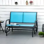 2-Person Outdoor Glider Bench Patio Double Swing Rocking Chair Loveseat withPower Coated Steel Frame for Backyard Garden Porch, Blue - Image 10