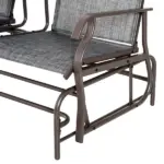 2-Person Outdoor Glider Bench with Center Table, Patio Rocking Chair Swing Loveseat with Breathable Mesh for Backyard, Front Porch, Brown - Image 11