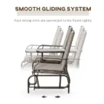 Outsunny 2-Person Outdoor Glider Bench with Center Table, Patio Rocking Chair Swing Loveseat with Breathable Mesh for Backyard Garden Porch, Brown - Image 6