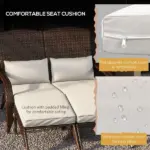 2 Person Patio Wicker Adirondack Chair, High-Back Fire Pit Chair with Cushions, Cream White - Image 6