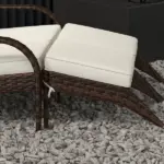 2 Person Patio Wicker Adirondack Chair, High-Back Fire Pit Chair with Cushions, Cream White - Image 8