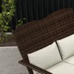 2 Person Patio Wicker Adirondack Chair, High-Back Fire Pit Chair with Cushions, Cream White - Image 9