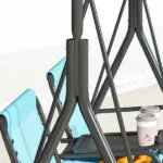 2 Person Porch Swing with Canopy, Storage Table, Cup Holder, Blue - Image 9