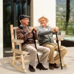 2-Person Wood Rocking Chair with Log Design, Heavy Duty Loveseat with Wide Curved Seats for Patio, Backyard, Garden, Natural - Image 2