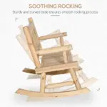 2-Person Wood Rocking Chair with Log Design, Heavy Duty Loveseat with Wide Curved Seats for Patio, Backyard, Garden, Natural - Image 4