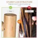 2-Person Wood Rocking Chair with Log Design, Heavy Duty Loveseat with Wide Curved Seats for Patio, Backyard, Garden, Natural - Image 7
