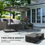 Outsunny 2-Piece Cantilever Umbrella Base Weight Set, 231 lb Water or Sand Fillable Outdoor Offset Umbrella Weights, Black - Image 4