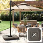 Outsunny 2-Piece Cantilever Umbrella Base Weight Set, 231 lb Water or Sand Fillable Outdoor Offset Umbrella Weights, Brown - Image 2