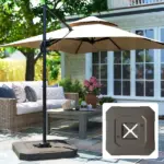 Outsunny 2-Piece Cantilever Umbrella Base Weight Set, 231 lb Water or Sand Fillable Outdoor Offset Umbrella Weights, Brown - Image 9
