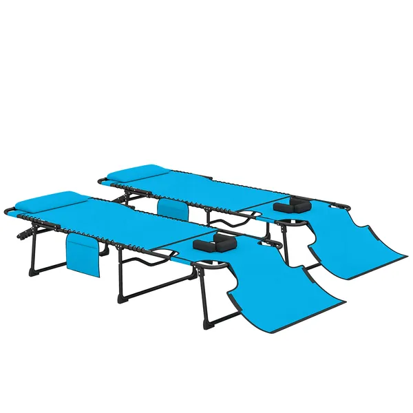 2-piece-folding-chaise-lounge-pool-chairs-with-5-level-reclining-back-reading-hole-side-pocket-blue.webp 2 Piece Folding Chaise Lounge Pool Chairs with 5-level Reclining Back, Reading Hole, Side Pocket, Blue - Image 1