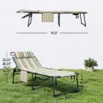 2 Piece Folding Chaise Lounge Pool Chairs with 5-level Reclining Back, Reading Hole, Side Pocket, Rainbow Striped - Image 3