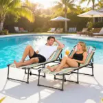 2 Piece Folding Chaise Lounge Pool Chairs with 5-level Reclining Back, Reading Hole, Side Pocket, Rainbow Striped - Image 10