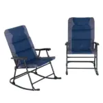 Outsunny 2 Piece Outdoor Patio Rocking Chair Set, Armrests, Padded Seat and Backrest, Navy Blue and Gray - Image 11