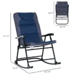 Outsunny 2 Piece Outdoor Patio Rocking Chair Set, Armrests, Padded Seat and Backrest, Navy Blue and Gray - Image 3