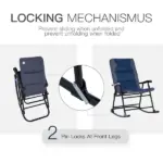 Outsunny 2 Piece Outdoor Patio Rocking Chair Set, Armrests, Padded Seat and Backrest, Navy Blue and Gray - Image 5