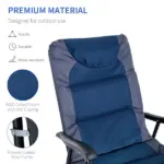 Outsunny 2 Piece Outdoor Patio Rocking Chair Set, Armrests, Padded Seat and Backrest, Navy Blue and Gray - Image 6