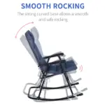 Outsunny 2 Piece Outdoor Patio Rocking Chair Set, Armrests, Padded Seat and Backrest, Navy Blue and Gray - Image 7
