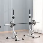 Soozier 2-Piece Pair Steel Height Adjustable Barbell stand, Home Gym Squat Rack and Bench Press, Home weightlifting equipment - Image 2