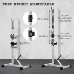 Soozier 2-Piece Pair Steel Height Adjustable Barbell stand, Home Gym Squat Rack and Bench Press, Home weightlifting equipment - Image 5