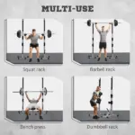 Soozier 2-Piece Pair Steel Height Adjustable Barbell stand, Home Gym Squat Rack and Bench Press, Home weightlifting equipment - Image 7