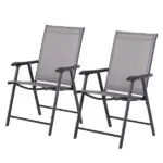 Outsunny 2-piece Patio Folding Chairs, Set with a Simple and Breathable Mesh, Dining Chair with Armrests, for Garden Yard, Camping - Image 11