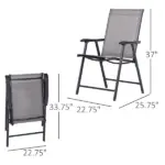 Outsunny 2-piece Patio Folding Chairs, Set with a Simple and Breathable Mesh, Dining Chair with Armrests, for Garden Yard, Camping - Image 3