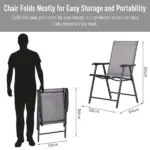 Outsunny 2-piece Patio Folding Chairs, Set with a Simple and Breathable Mesh, Dining Chair with Armrests, for Garden Yard, Camping - Image 5