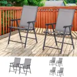 Outsunny 2-piece Patio Folding Chairs, Set with a Simple and Breathable Mesh, Dining Chair with Armrests, for Garden Yard, Camping - Image 7