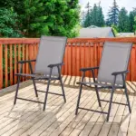 Outsunny 2-piece Patio Folding Chairs, Set with a Simple and Breathable Mesh, Dining Chair with Armrests, for Garden Yard, Camping - Image 10