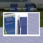 2 Piece Sun Loungers Dark Blue Folding Chaise Lounge Chairs with Reclining Back Breathable Mesh Seat Headrest for Comfort - Image 6