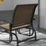 2 Pieces Glider Chair Outdoor, Steel Swing, Curved Armrests, Brown, for Porch, Garden, Poolside, Balcony, Mixed Brown - Image 9