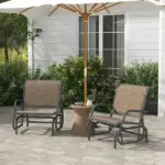 2 Pieces Glider Chair Outdoor, Steel Swing, Curved Armrests, Brown, for Porch, Garden, Poolside, Balcony, Mixed Brown - Image 10