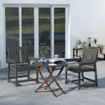 2 Pieces HDPE Outdoor Chair, Garden Chair Set with Armrests and Slatted Back for Patio, Lawn, Poolside, Gray - Image 2