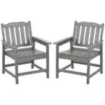 2 Pieces HDPE Outdoor Chair, Garden Chair Set with Armrests and Slatted Back for Patio, Lawn, Poolside, Gray - Image 11