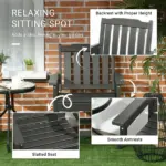 2 Pieces HDPE Outdoor Chair, Garden Chair Set with Armrests and Slatted Back for Patio, Lawn, Poolside, Gray - Image 4