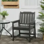 2 Pieces HDPE Outdoor Chair, Garden Chair Set with Armrests and Slatted Back for Patio, Lawn, Poolside, Gray - Image 7