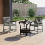 2 Pieces HDPE Outdoor Chair, Garden Chair Set with Armrests and Slatted Back for Patio, Lawn, Poolside, Gray - Image 10