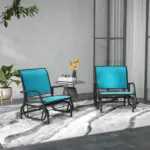 Outsunny Set of 2 Outdoor Glider Chairs with Curved Armrests Blue and Dark Gray - Image 2