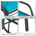 Outsunny Set of 2 Outdoor Glider Chairs with Curved Armrests Blue and Dark Gray - Image 7