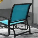 Outsunny Set of 2 Outdoor Glider Chairs with Curved Armrests Blue and Dark Gray - Image 9