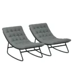Outsunny 2 Pieces Outdoor Patio Rocking Chairs, Rocking Porch Chairs with Mesh Deep Seats for Indoor, Porch, Balcony, Dark Gray - Image 11