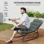 Outsunny 2 Pieces Outdoor Patio Rocking Chairs, Rocking Porch Chairs with Mesh Deep Seats for Indoor, Porch, Balcony, Dark Gray - Image 4