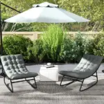Outsunny 2 Pieces Outdoor Patio Rocking Chairs, Rocking Porch Chairs with Mesh Deep Seats for Indoor, Porch, Balcony, Dark Gray - Image 10